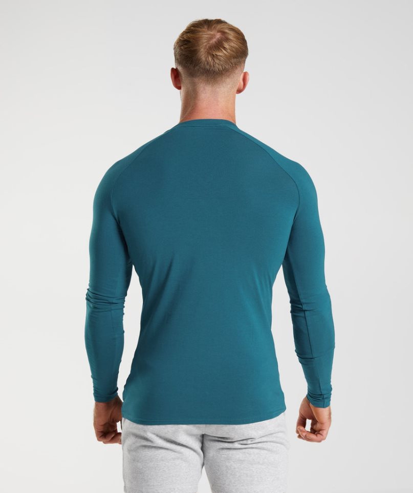 Koszulki Gymshark Apollo Long Sleeve Męskie Niebieskie | PL 347FXT